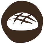 Icône boulanger — miche de pain au levain, logo Maria et Joachim, paysans meuniers boulangers, Belle-Île-en-Mer